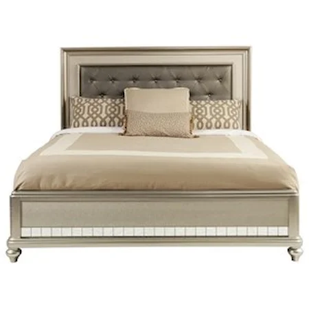 Queen Panel Bed w/ Tufted Headboard